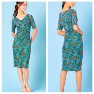 Boden Rita Floral Ruched Hip Jersey Dress - Size 10